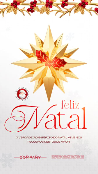 CARTÃO DE FELIZ NATAL DOURADO SOCIAL MEDIA FLYER PSD EDITÁVEL STORY