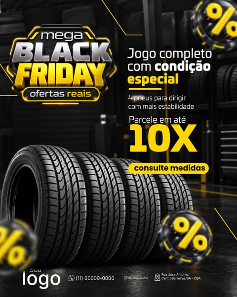 BLACK BLACK FRIDAY OFERTAS DE PNEUS DE CARROS SOCIAL MEDIA PSD EDITÁVEL 4