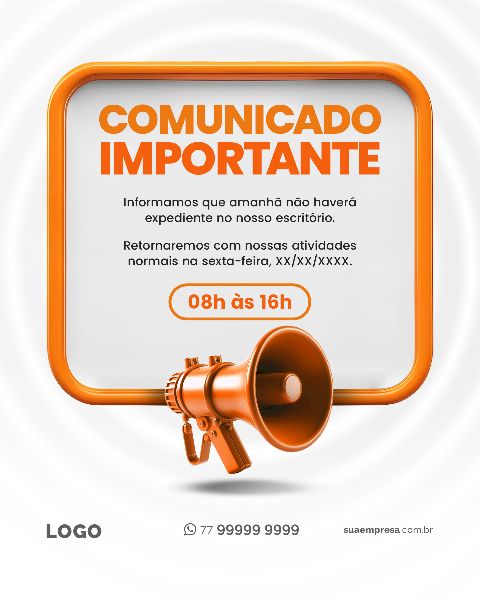 SOCIAL MEDIA PARA AVISOS E COMUNICADOS - LARANJA