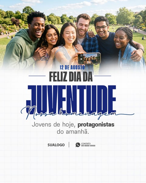 DIA INTERNACIONAL DA JUVENTUDE SOCIAL MEDIA PSD EDITÁVEL 2