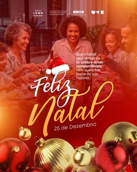 FELIZ NATAL E PRÓSPERO ANO NOVO 25 DE DEZEMBRO SOCIAL MEDIA PSD EDITÁVEL 2