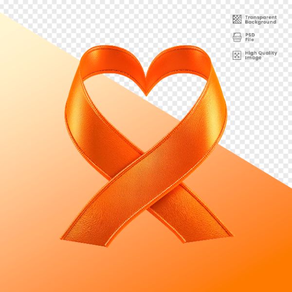 ELEMENTO 3D PARA COMPOSIÇÃO FITA LARANJA LUTA CONTRA O CÂNCER
