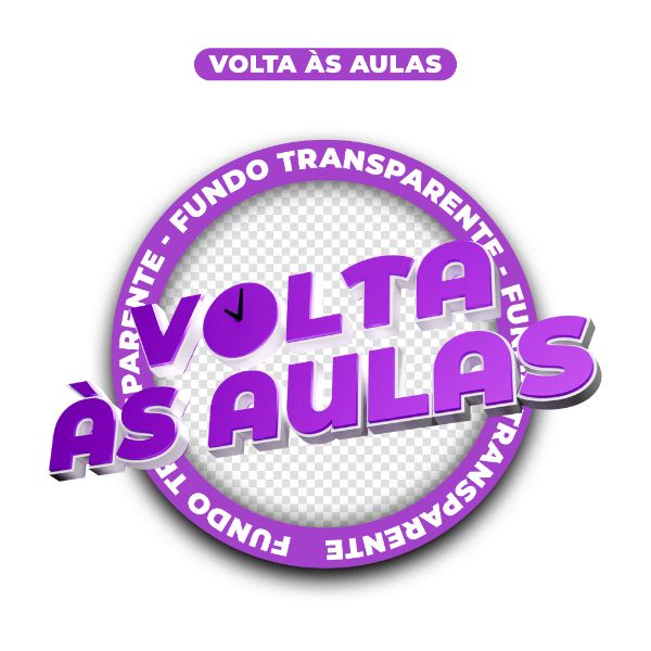 SELO 3D | VOLTA ÀS AULAS | TEXTO 3D | PSD EDITÁVEL
