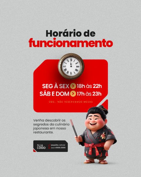 SOCIAL MEDIA - SUSHI - HORÁRIO DE FUNCIONAMENTO