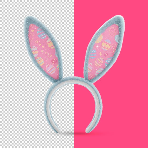 TIARA DE ORELHAS DE COELHO CINZA E ROSA PNG TRANSPARENTE