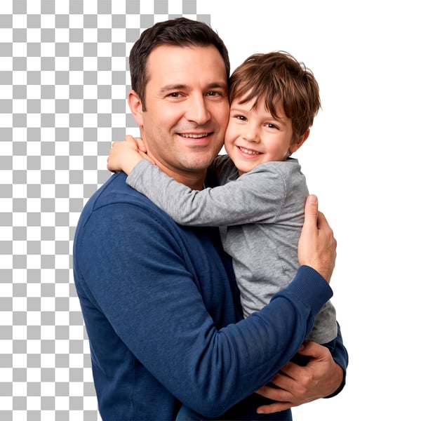 PAI E FILHO ABRAÇADOS FELIZES PSD EDITÁVEL