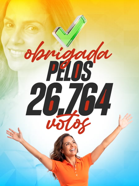 AGRADECIMENTO VOTOS CANDIDATA ELEIÇÃO SOCIAL MEDIA FLYER PSD EDITÁVEL