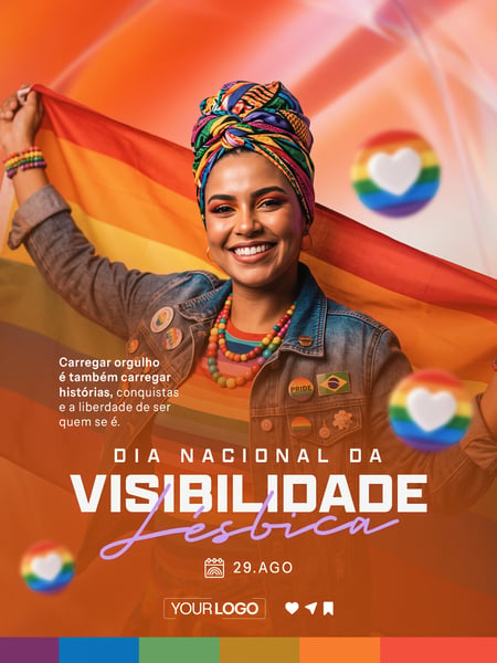 DIA NACIONAL DA VISIBILIDADE LÉSBICA 29 DE AGOSTO SOCIAL MEDIA PSD EDITÁVEL 01