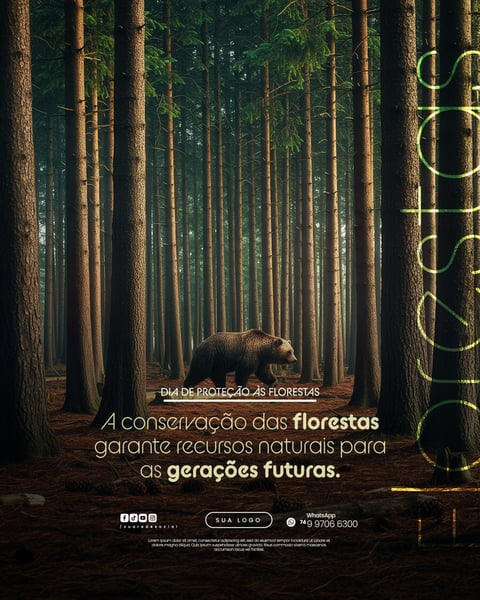 11 DE JULHO - DIA DE PROTEÇÃO ÀS FLORESTAS FLYER SOCIAL MEDIA PSD EDITÁVEL