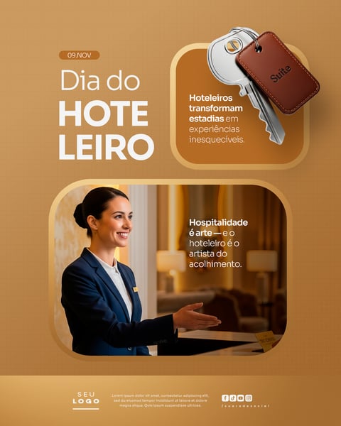 DIA DO HOTELEIRO 9 DE NOVEMBRO SOCIAL MEDIA PSD EDITÁVEL 1
