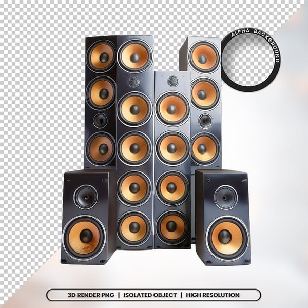 3D RENDER CAIXA DE SOM ELEMENTO ÍCONE PSD PNG