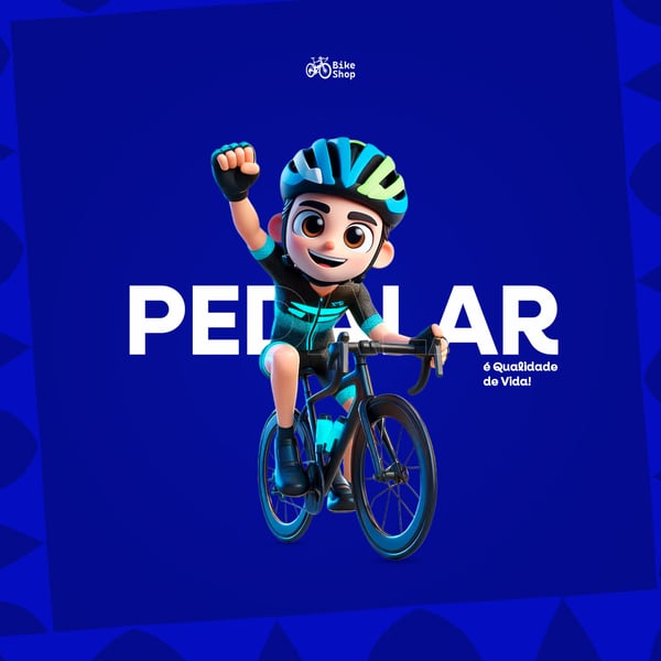 PEDALAR É QUALIDADE DE VIDA PSD EDITÁVEL BICICLETARIA