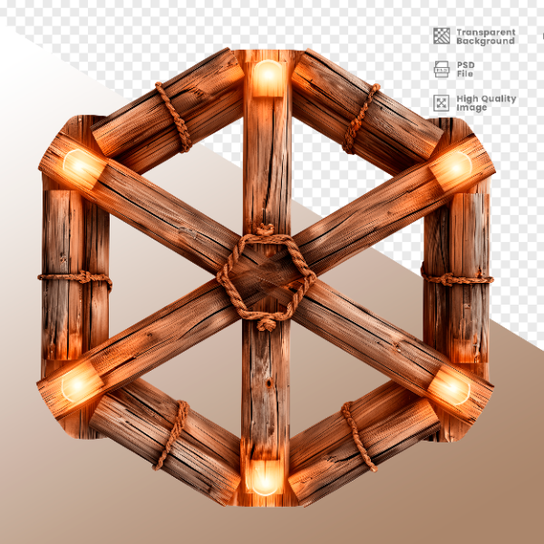 CÍRCULO DE MADEIRA COM LUZ - ELEMENTO 3D PARA COMPOSIÇÃO - WOOD