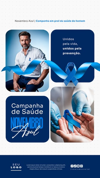 NOVEMBRO AZUL MÊS DE COMBATE AO CÂNCER DE PRÓSTATA CAMPANHA MUNDIAL DE SAÚDE SOCIAL MEDIA PSD EDITÁVEL STORY 8