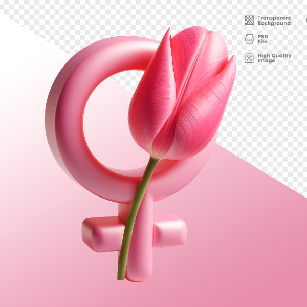 DIA DA MULHER -  ELEMENTO 3D  SÍMBOLO DE GÊNERO DA MULHER PARA COMPOSIÇÃO