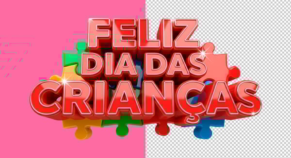 SELO 3D QUEBRA CABEÇA FELIZ DIA DAS CRIANÇAS PNG TRANSPARENTE