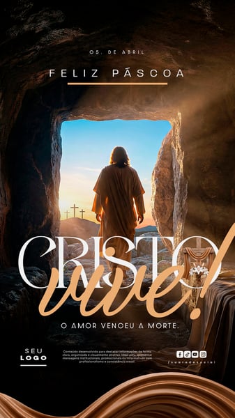 FELIZ PÁSCOA 05 DE ABRIL CRISTO VIVE STORY SOCIAL MEDIA PSD EDITÁVEL 1
