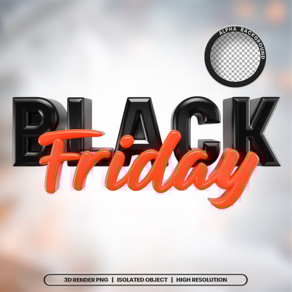 IZT SELO 3D RENDER BLACK FRIDAY ELEMENTO ÍCONE PSD PNG (348)