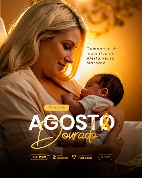 AGOSTO DOURADO CAMPANHA DE INCENTIVO A AMAMENTAÇÃO SOCIAL MEDIA PSD EDITÁVEL 6