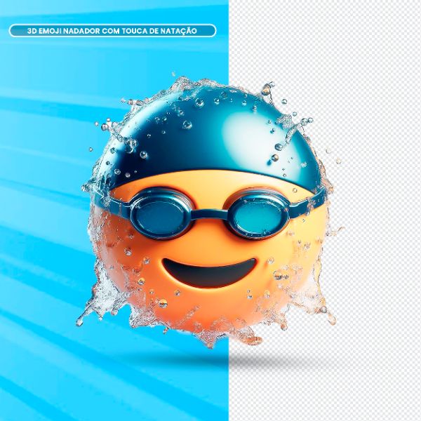 3D EMOJI NADADOR COM TOUCA DE NATAÇÃO.ZIP