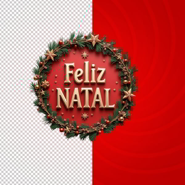SELO 3D FELIZ NATAL COM GUIRLANDAS