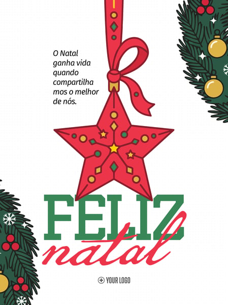 FELIZ NATAL ESTRELA E GUIRLANDA SOCIAL MEDIA FLYER PSD EDITÁVEL