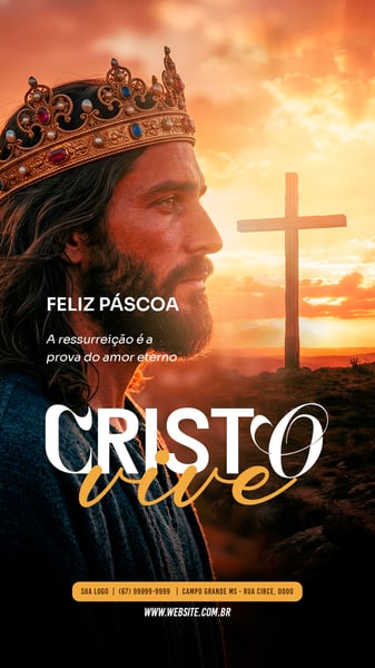 FLYER DE REDE SOCIAL FELIZ PÁSCOA CRISTO VIVE STORY 4