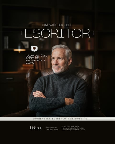 DIA DO ESCRITOR HOMENAGEM LITERATURA ARTE PARA REDES SOCIAIS SOCIAL MEDIA PSD EDITÁVEL 1
