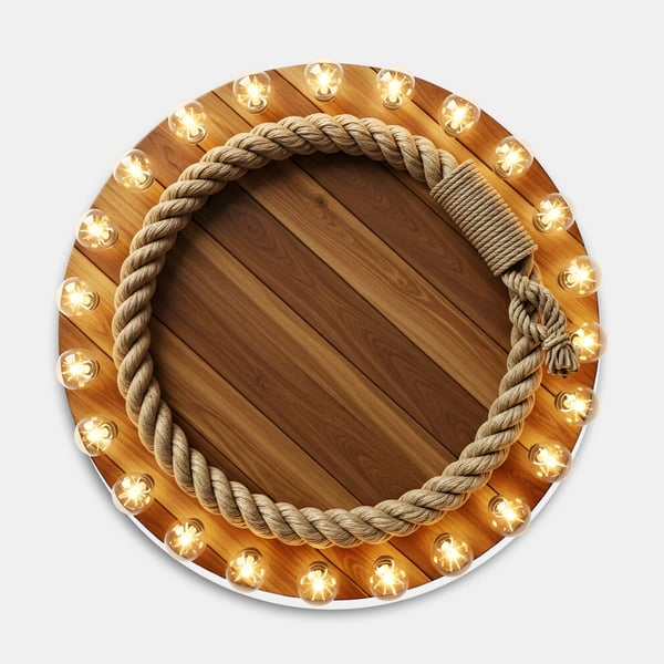 TAMPA DE MADEIRA COM LUZES EM VOLTA E UMA CORDA CIRCULAR AO CENTRO 05