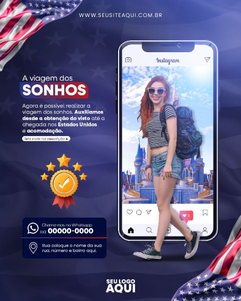 FEED VERTICAL - VISTO AMERICANO | INTERCÂMBIO | PSD EDITÁVEL
