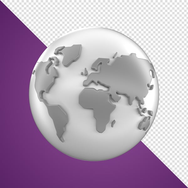 ELEMENTO 3D FEVEREIRO ROXO MUNDO GLOBO PLANETA TERRA PNG