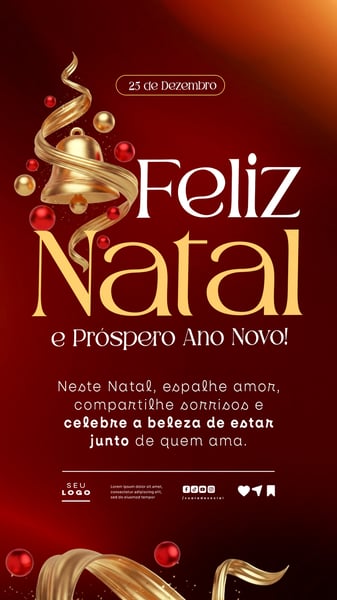 FELIZ NATAL E PRÓSPERO ANO NOVO 25 DE DEZEMBRO STORY SOCIAL MEDIA PSD EDITÁVEL 2