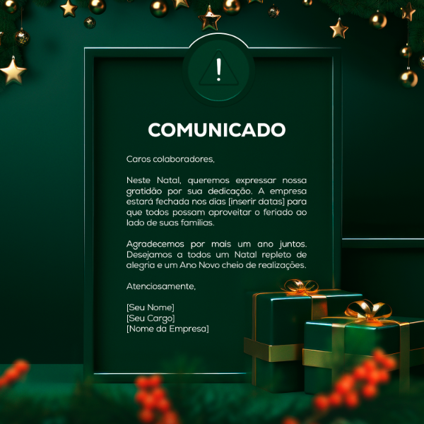 COMUNICADO FERIADO NATALINO SOCIAL MEDIA POST FEED