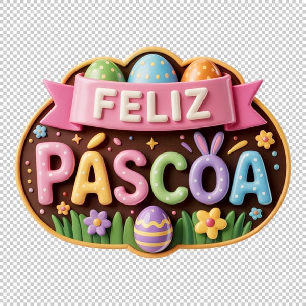 SELO 3D PNG FELIZ PÁSCOA PNG SELO 3D FELIZ PÁSCOA PNG