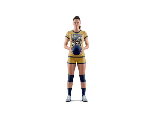 UNIFORME DE VÔLEI MOCKUP EM JOGADORA VISTA FRONTAL