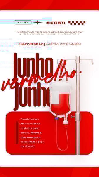 JUNHO VERMELHO CAMPANHA DE DOAÇÃO DE SANGUE CAMPANHA DE SAÚDE SOCIAL MEDIA STORY