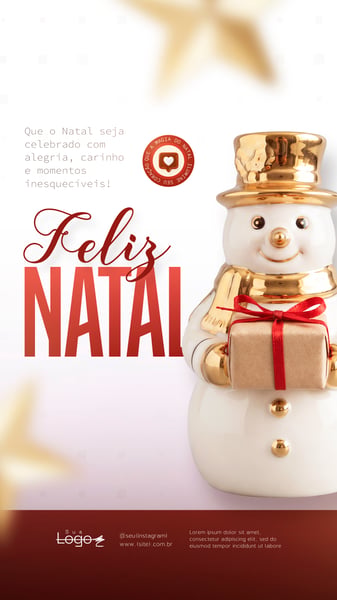FELIZ NATAL BONECO DE NEVE SOCIAL MEDIA FLYER PSD EDITÁVEL STORY