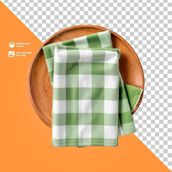MIN PRATO DE MADEIRA COM UM PANO XADREZ EM CIMA ELEMENTO PARA COMPOSIÇÃO PNG (1)