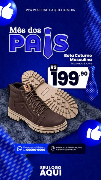 POST STORY - FELIZ DIA DOS PAIS - BOTA MASCULINA