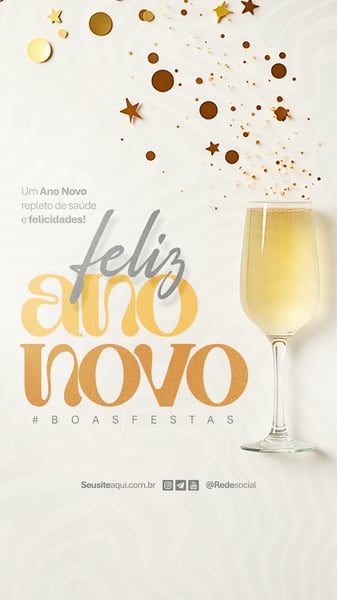 FELIZ ANO NOVO REVEILLON BOAS FESTAS SOCIAL MEDIA PSD EDITÁVEL
