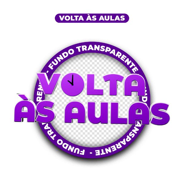 SELO 3D | VOLTA ÀS AULAS | TEXTO 3D | PSD EDITÁVEL