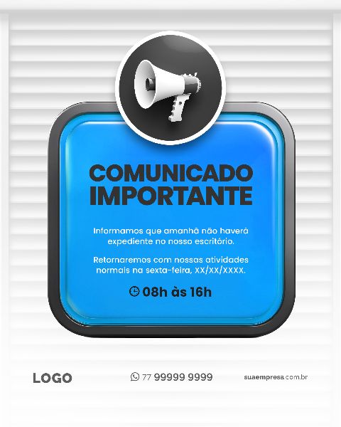 SOCIAL MEDIA PARA AVISOS E COMUNICADOS - AZUL