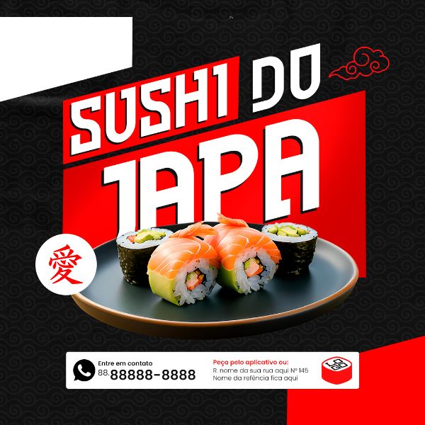 FEED SUSHI DO JAPA RESTAURANTE JAPONÊS SOCIAL MEDIA PSD EDITÁVEL