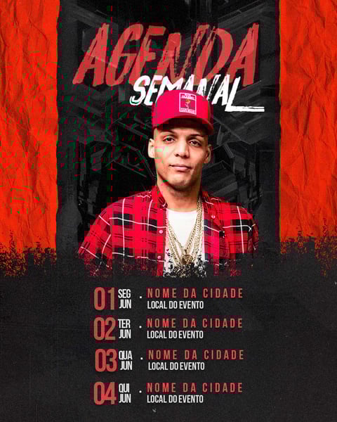 FLYER ARTISTA AGENDA DE SHOWS SEMANAL FEED