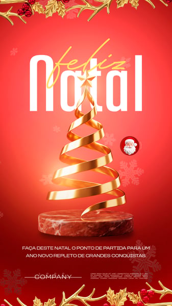 FELIZ NATAL ÁRVORE DOURADA SOCIAL MEDIA FLYER PSD EDITÁVEL STORY