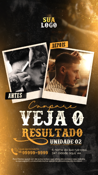STORIES BARBEARIA SOCIAL MEDIA POST - ANTES E DEPOIS DOS NOSSOS CLIENTES