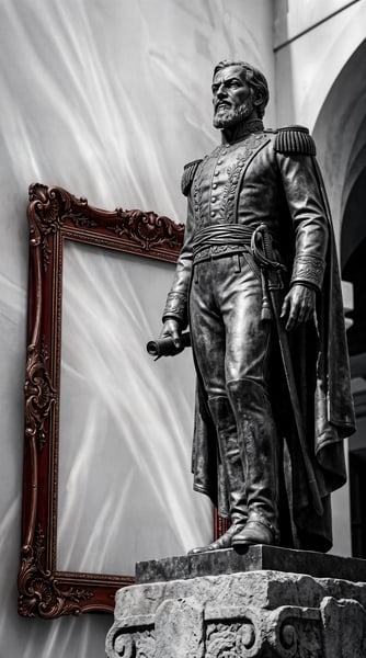 ESTÁTUA DE TIRADENTES COM UM QUADRO AO LADO 2