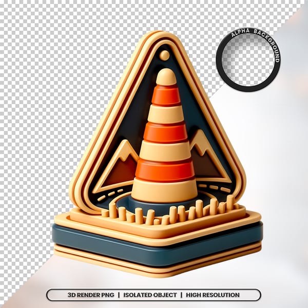 3D RENDER CONE CONSTRUÇÃO ELEMENTO ÍCONE PSD PNG 7
