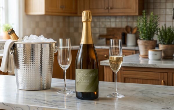 GARRAFA DE CHAMPAGNE PSD EDITÁVEL MOCKUP