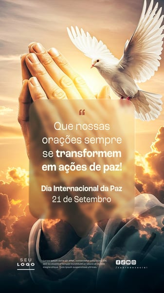 DIA INTERNACIONAL DA PAZ 21 DE SETEMBRO SOCIAL MEDIA PSD EDITÁVEL STORY 4